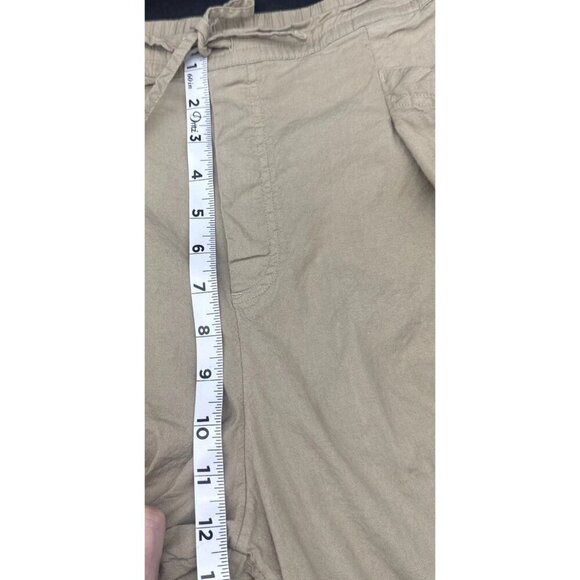 Athleta Women’s Tan Flax Paradise Mid Rise Linen Blend Pull On Cargo Pants Sz M - Picture 13 of 15